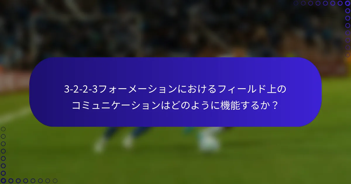 3-2-2-3フォーメーションにおけるフィールド上のコミュニケーションはどのように機能するか?
