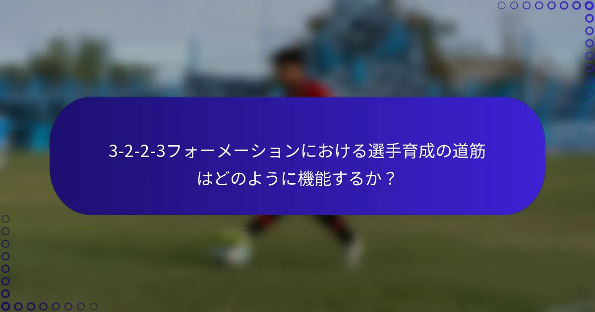 3-2-2-3フォーメーションにおける選手育成の道筋はどのように機能するか?